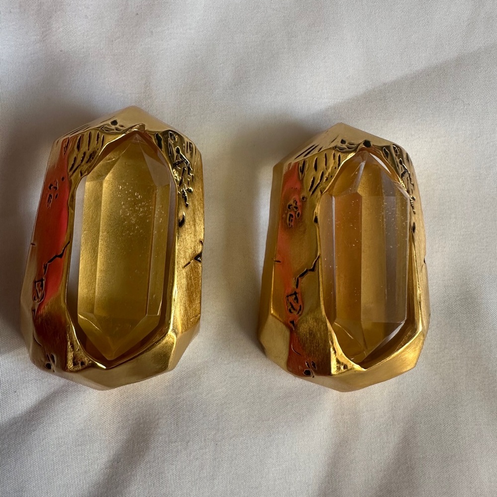 Saint Laurent Pitted Stone Stud Clip-On Earrings